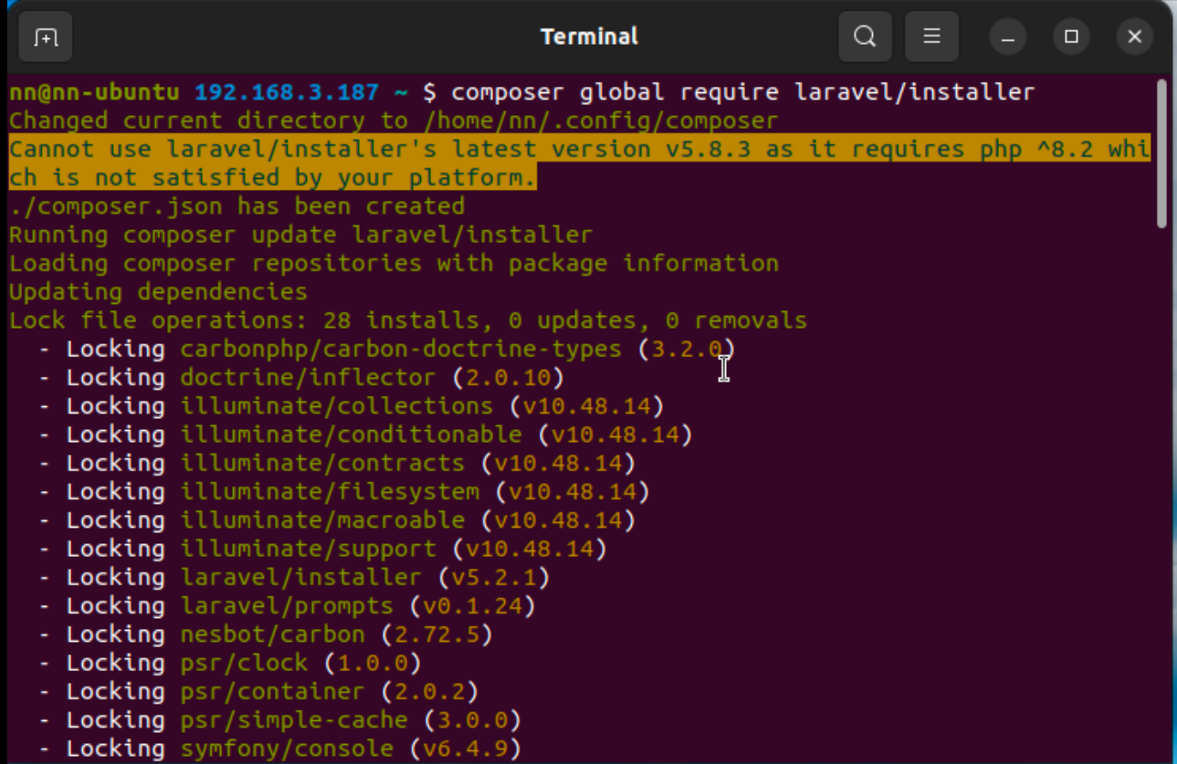 CLI Laravel install preview